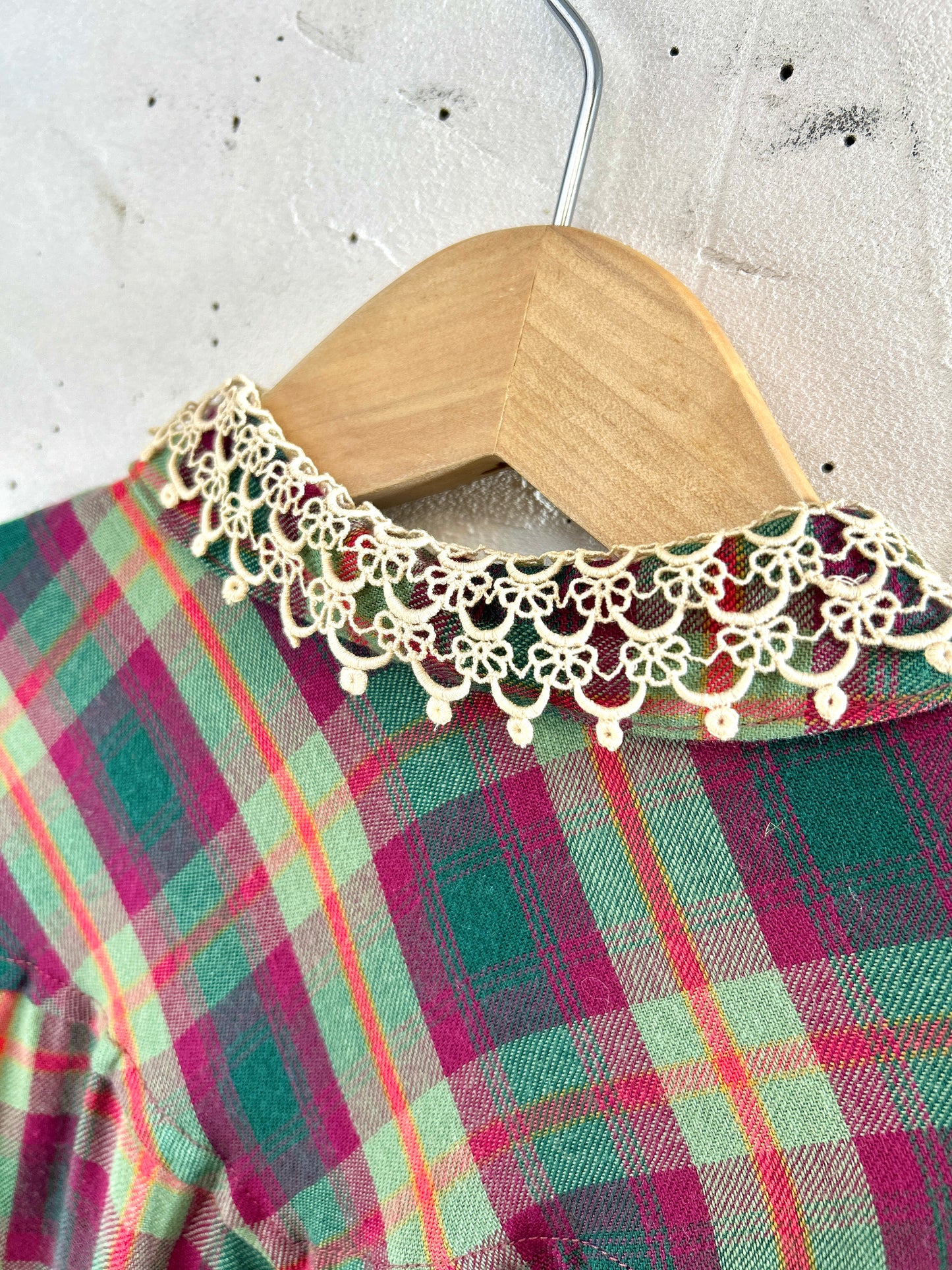 Vintage Plaid Dress MADE IN ITALY [K30894]