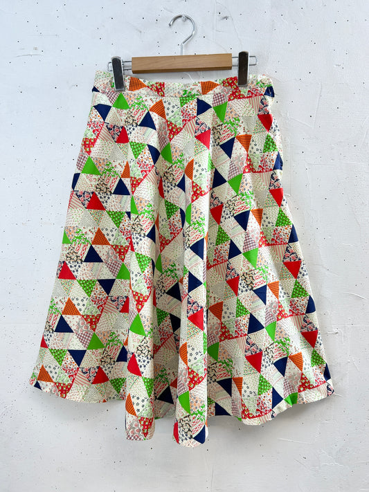 Vintage  '70s Patchiprint Skirt [H30916]