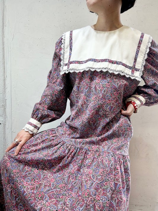 Vintage Big Collar Cotton Dress [H24781]