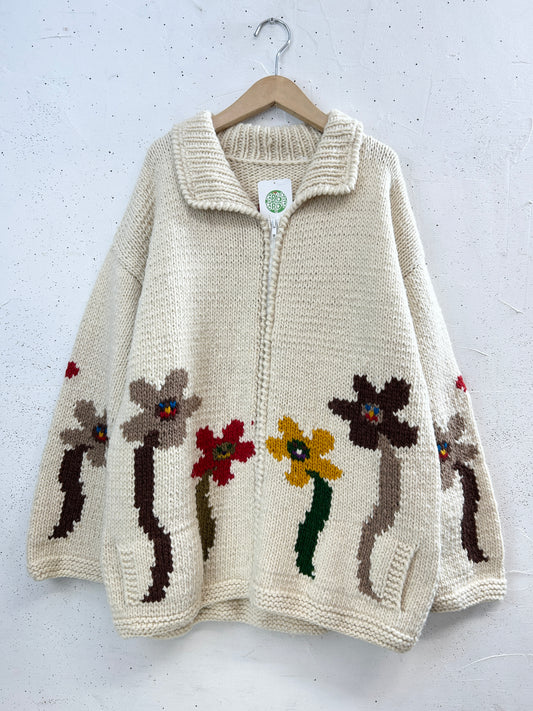 Vintage Hand Knit Smile Flower [I33946]
