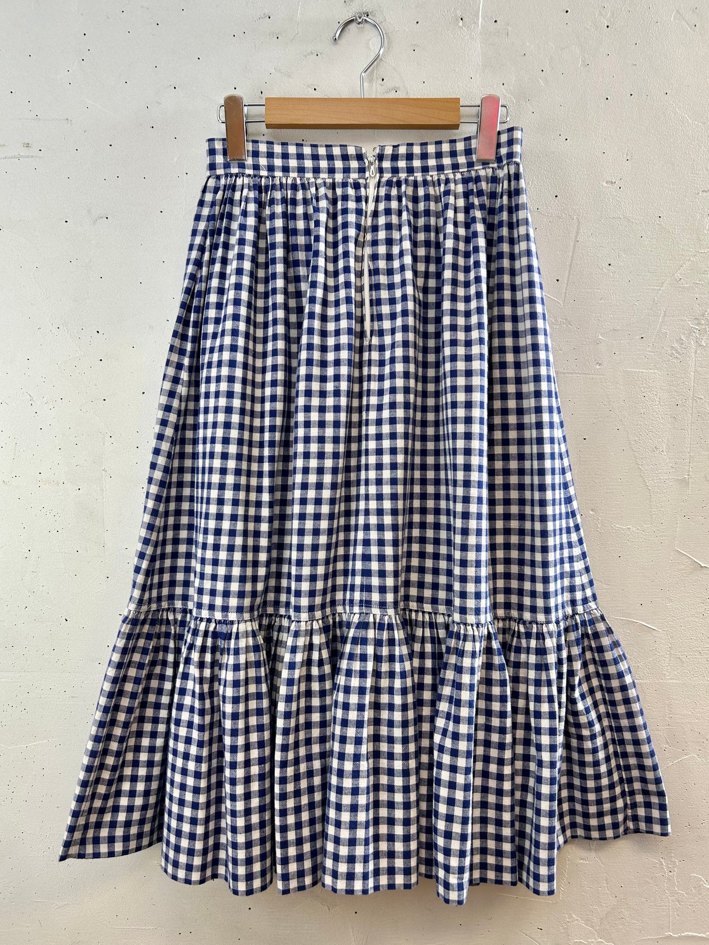 Vintage Gingham Plaid Skirt  MADE IN FRANCE [G30708]