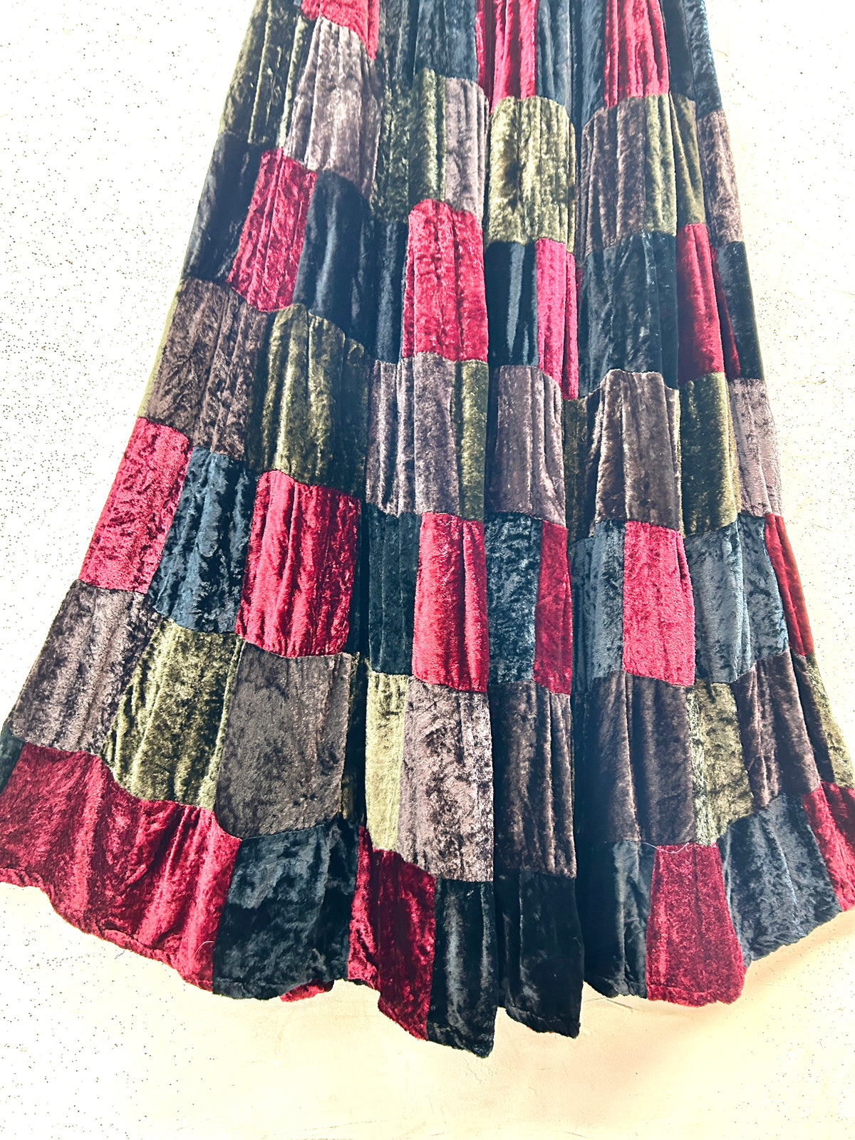 Vintage Patchwork Velor Skirt [J32443]