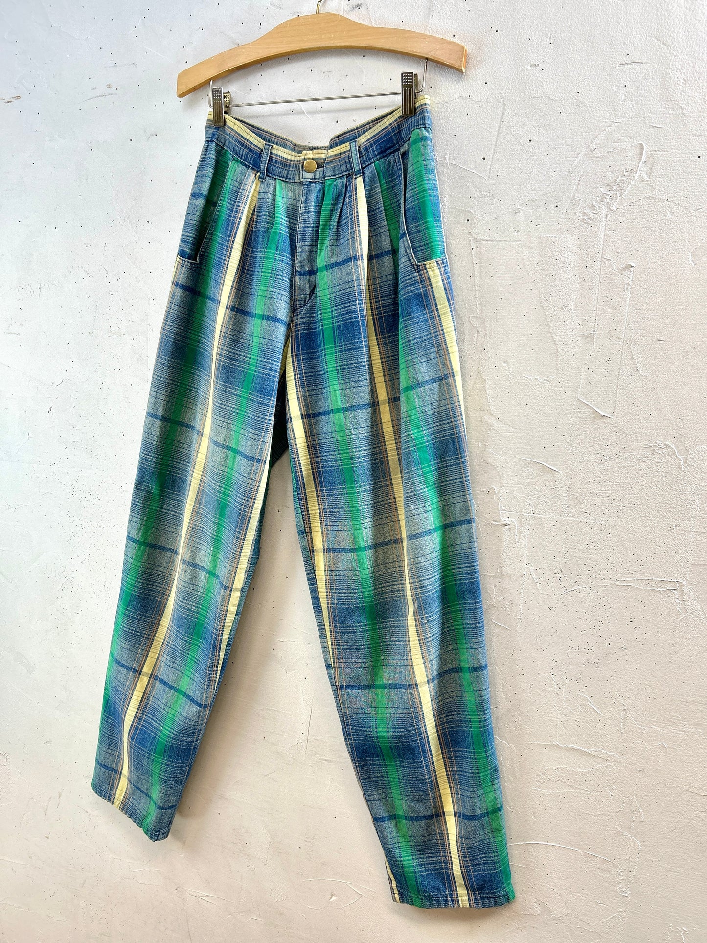 Vintage Plaid Denim Pants [J30559]