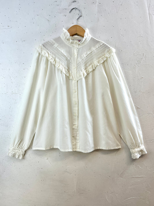 Vintage White Blouse [I30181]