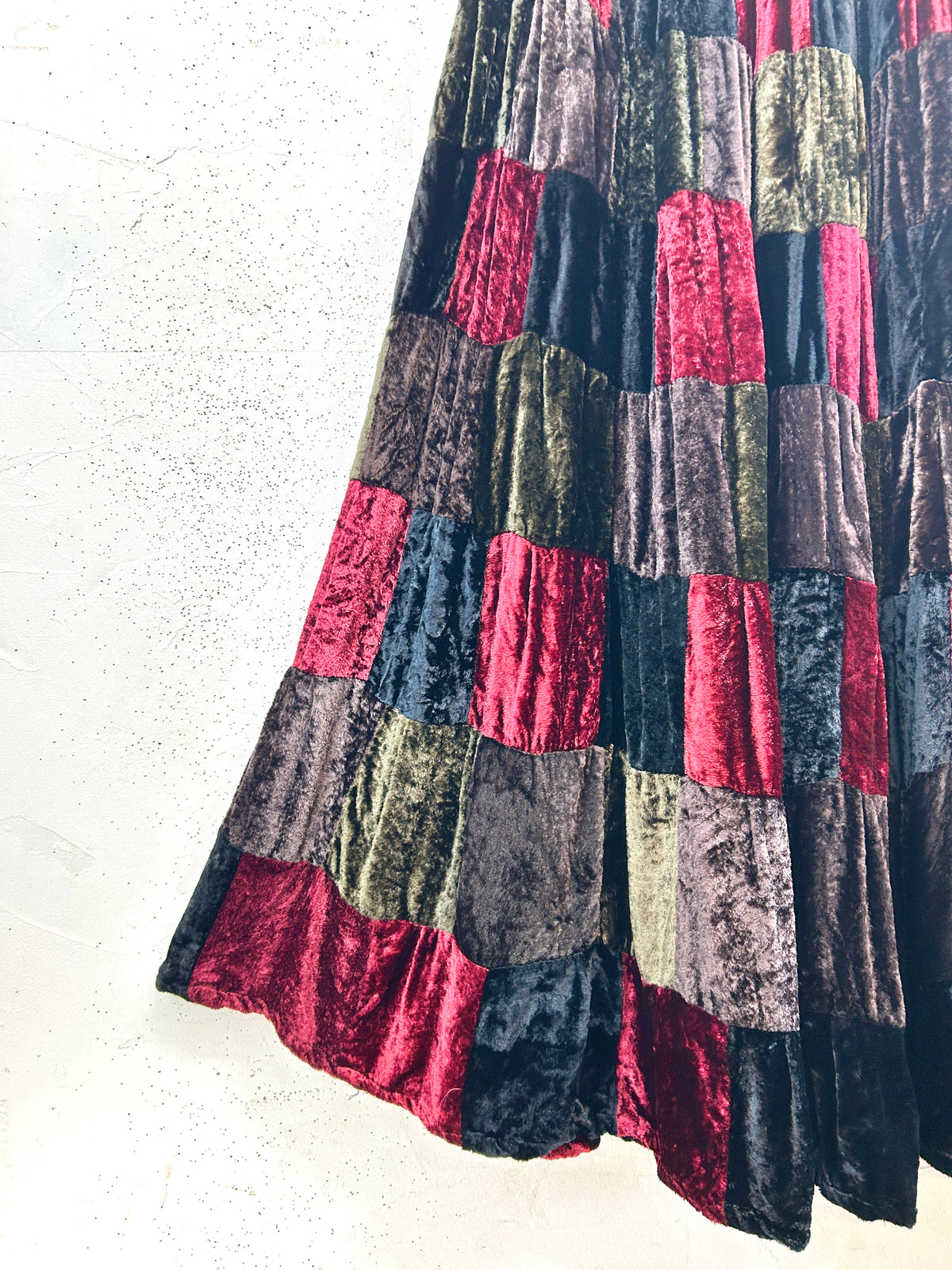 Vintage Patchwork Velor Skirt [J32443]