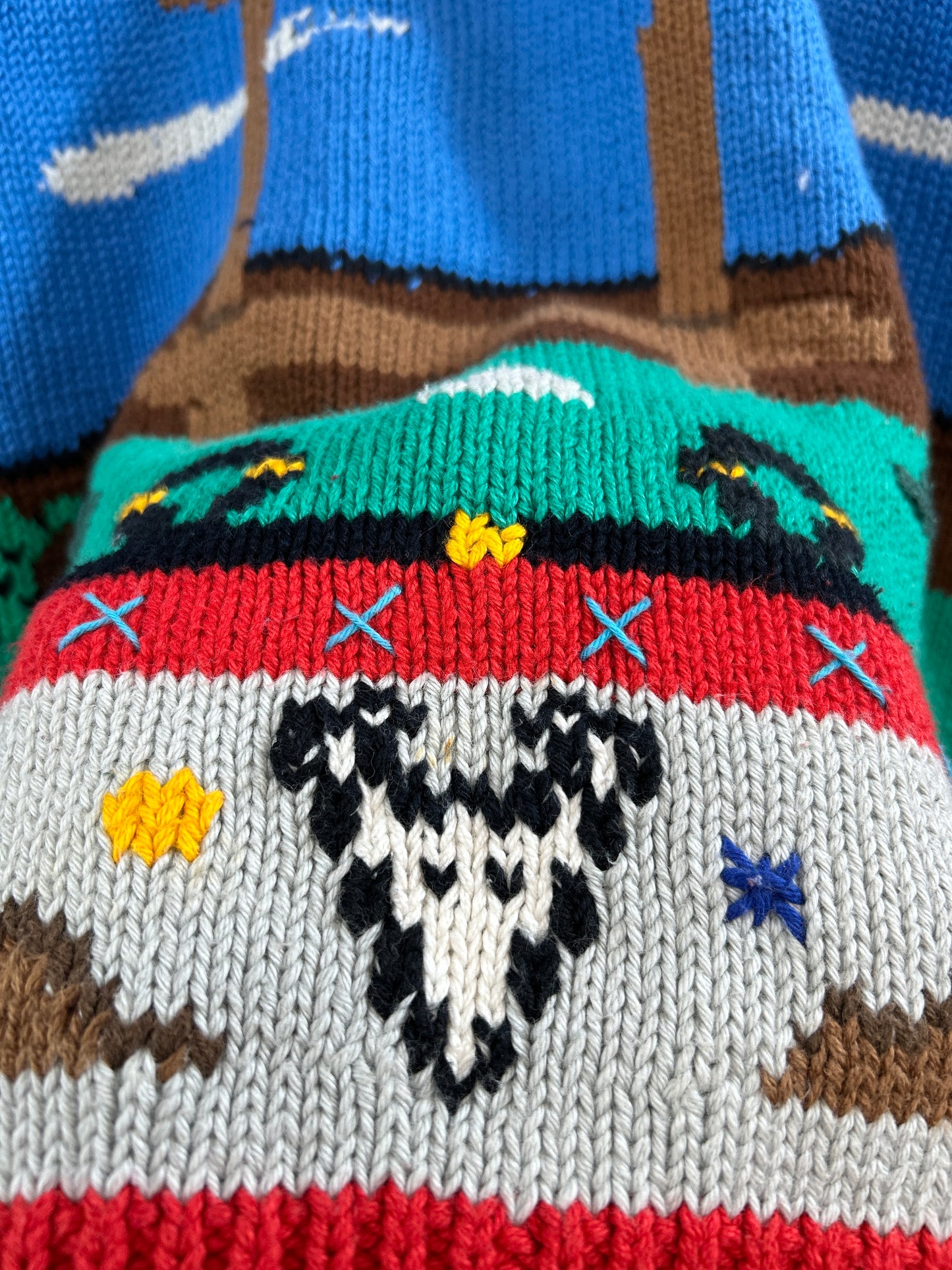 Vintage Cotton Knit Sweater 〜Hand Knitted in Peru 〜[C31742]