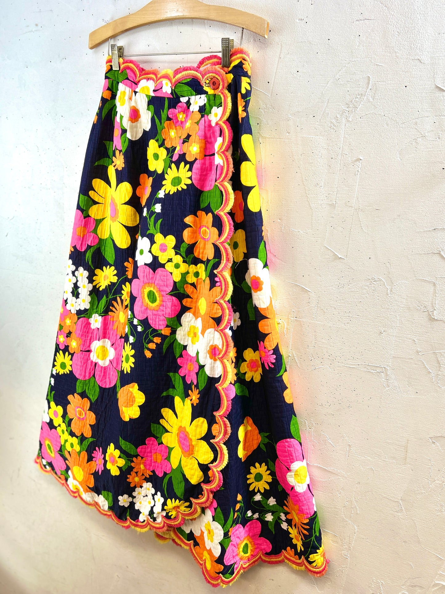 '70sVintage Wrap Skirt  Flower [I30109]