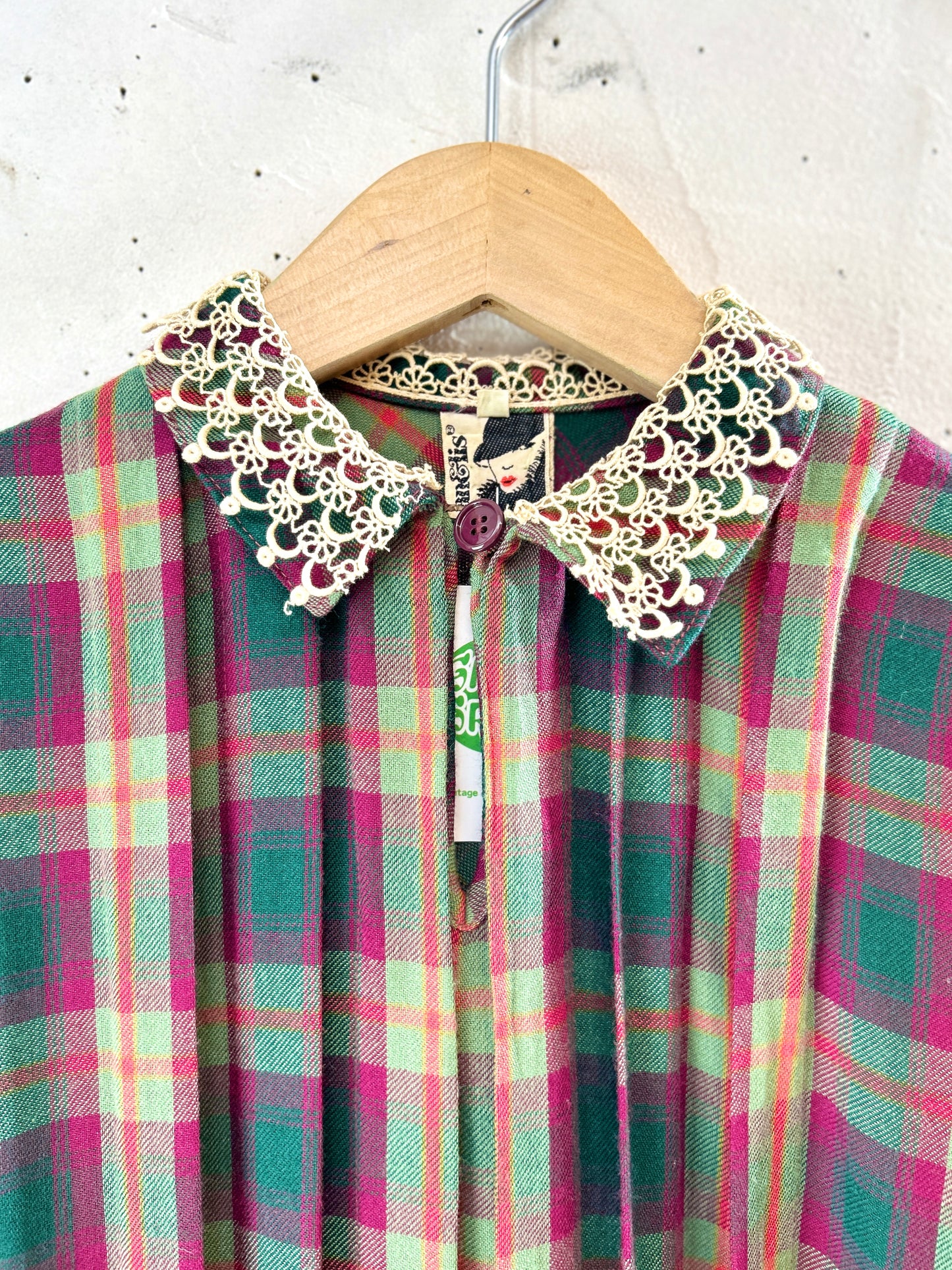 Vintage Plaid Dress MADE IN ITALY [K30894]