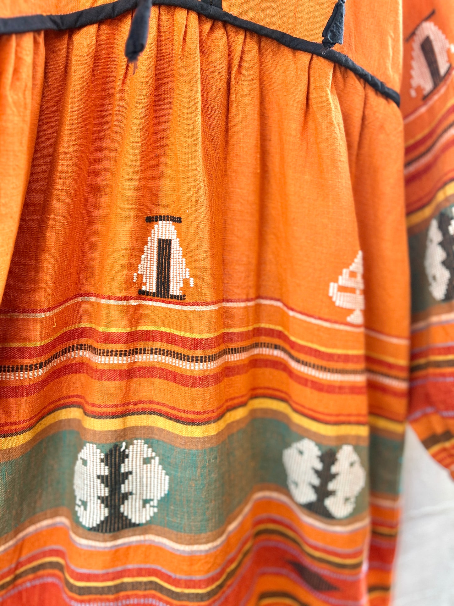 '70s Vintage Indian Cotton Dress MADE IN INDIA [H30978]
