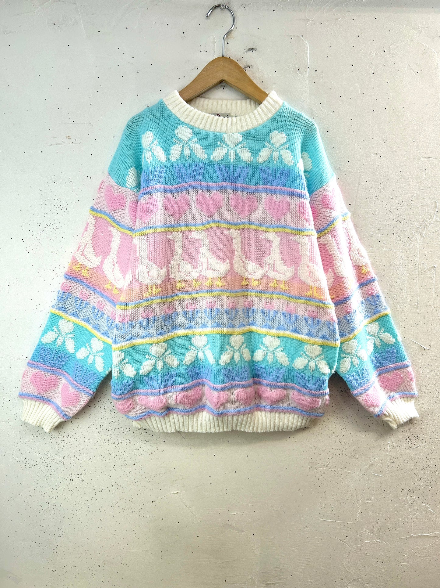 '80sVintage Fancy Knit Sweater MADE IN USA [H33646]