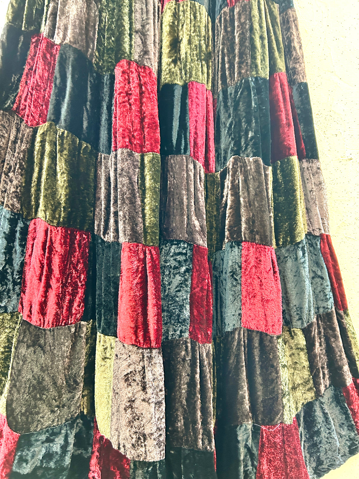 Vintage Patchwork Velor Skirt [J32443]