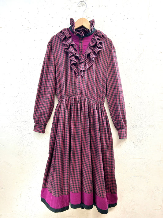 ’70s Vintage Frills Dress [A31457]