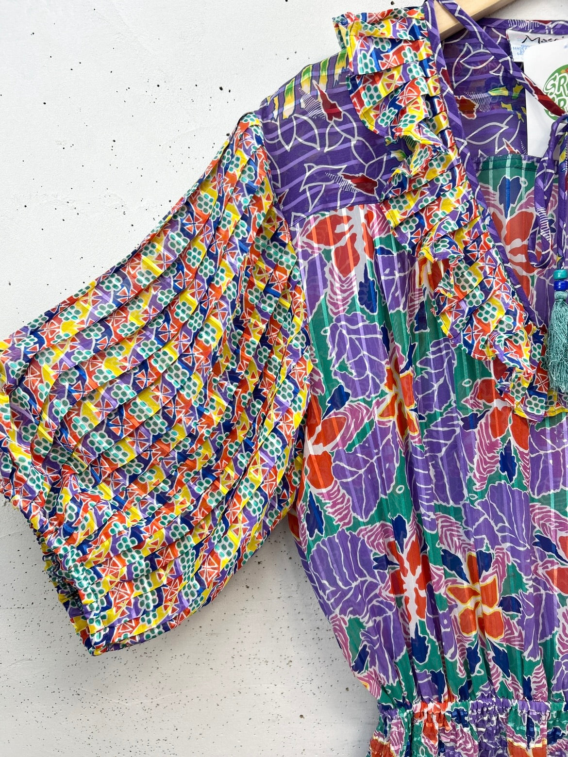 ’80s Vintage Ruffle Dress 〜 Mosaic〜 [D32042]