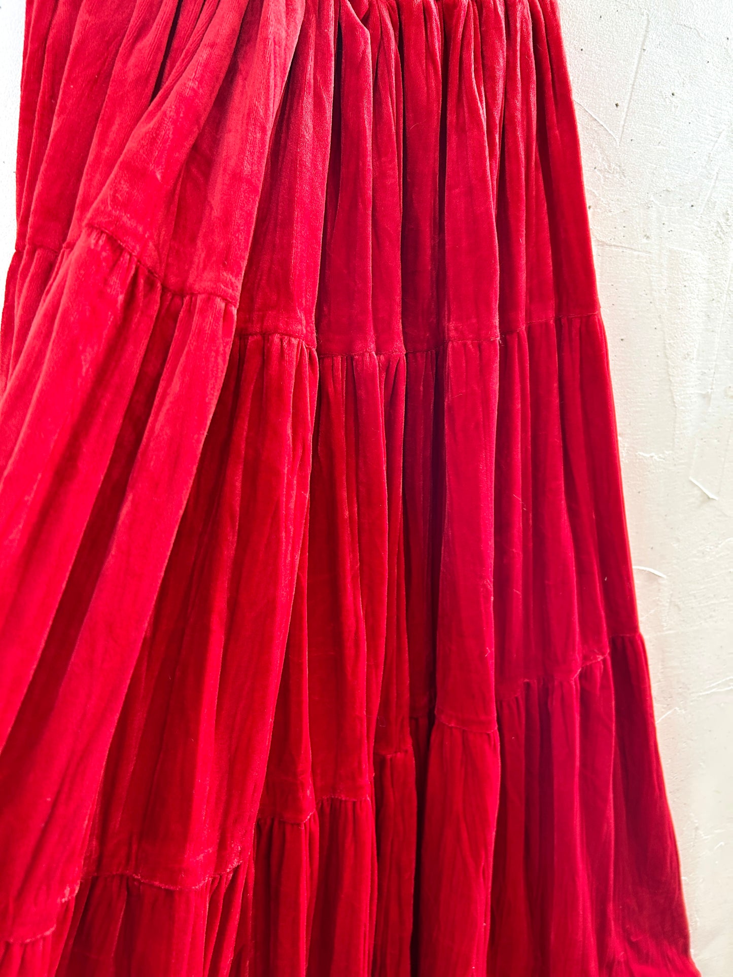 Vintage Tiered Velour Skirt MADE IN USA [K30769]