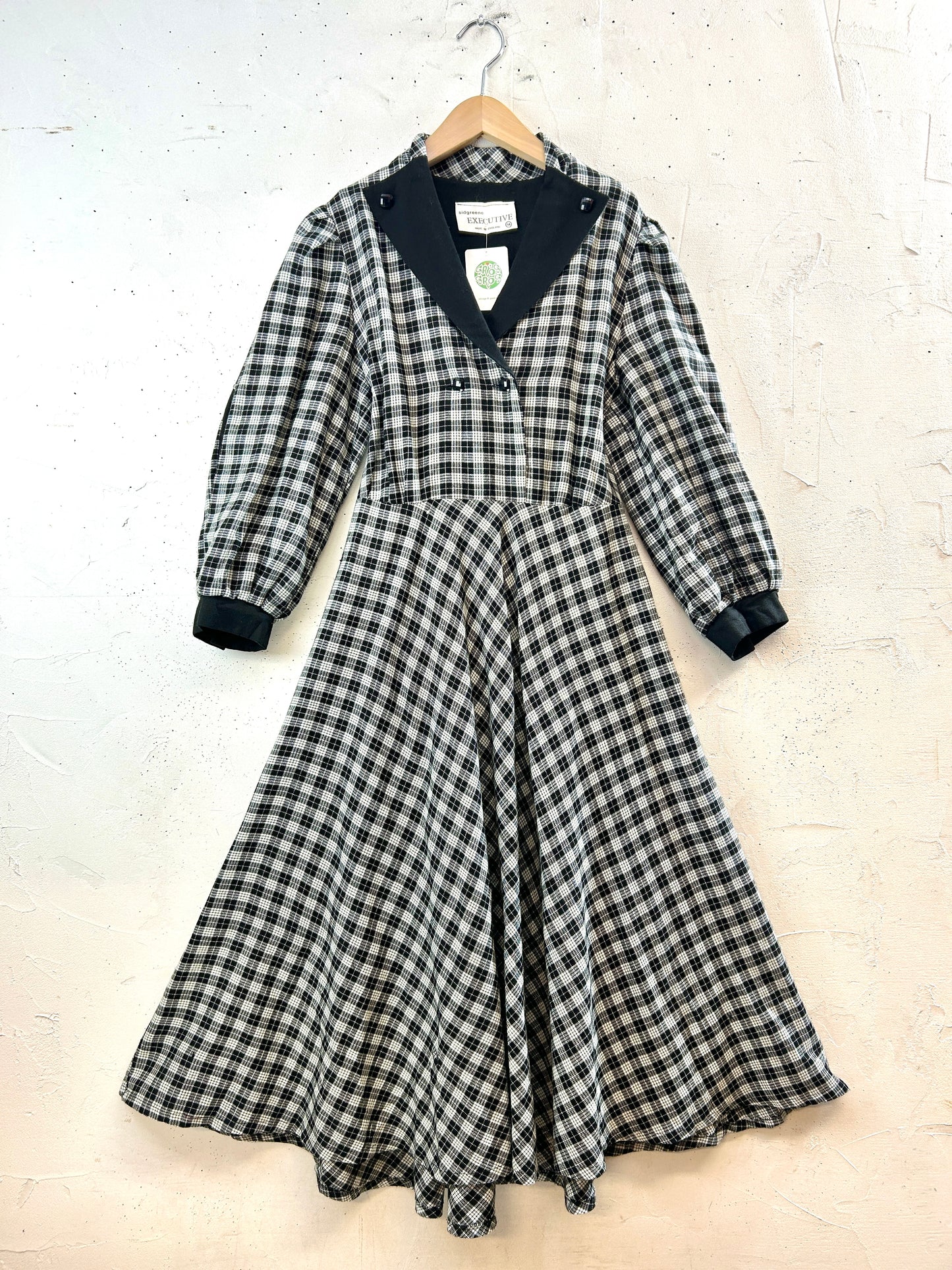 Vintage Plaid Dress MADE IN ENGLAND [J30651]