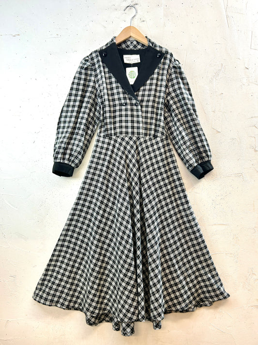 Vintage Plaid Dress MADE IN ENGLAND [J30651]