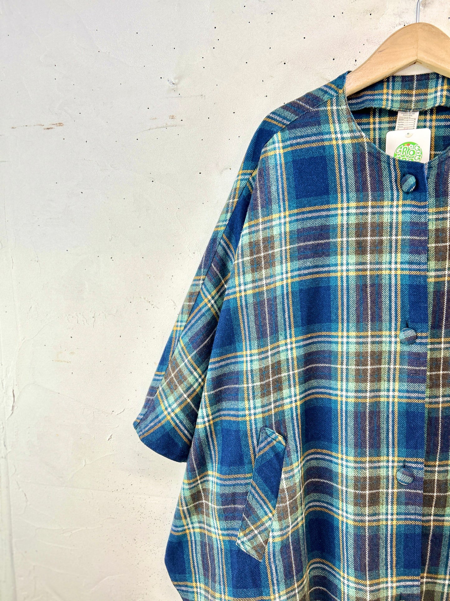 Vintage plaid Poncho  [K30804]