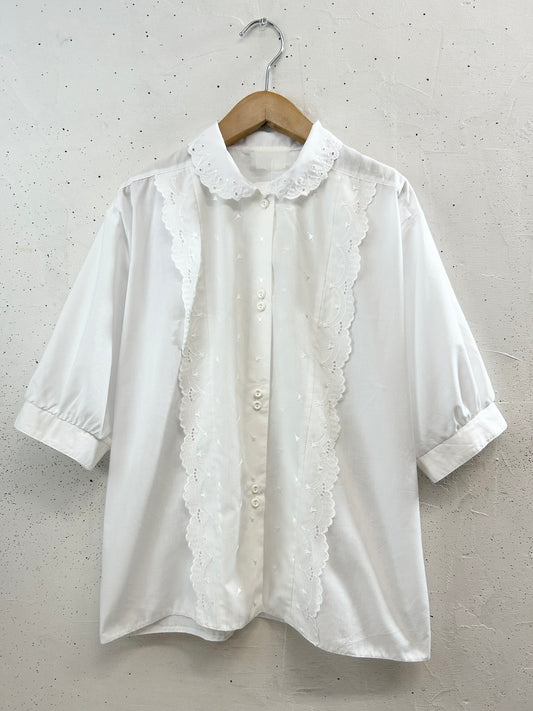 Vintage White Blouse Umbrella Stitch [D32077]