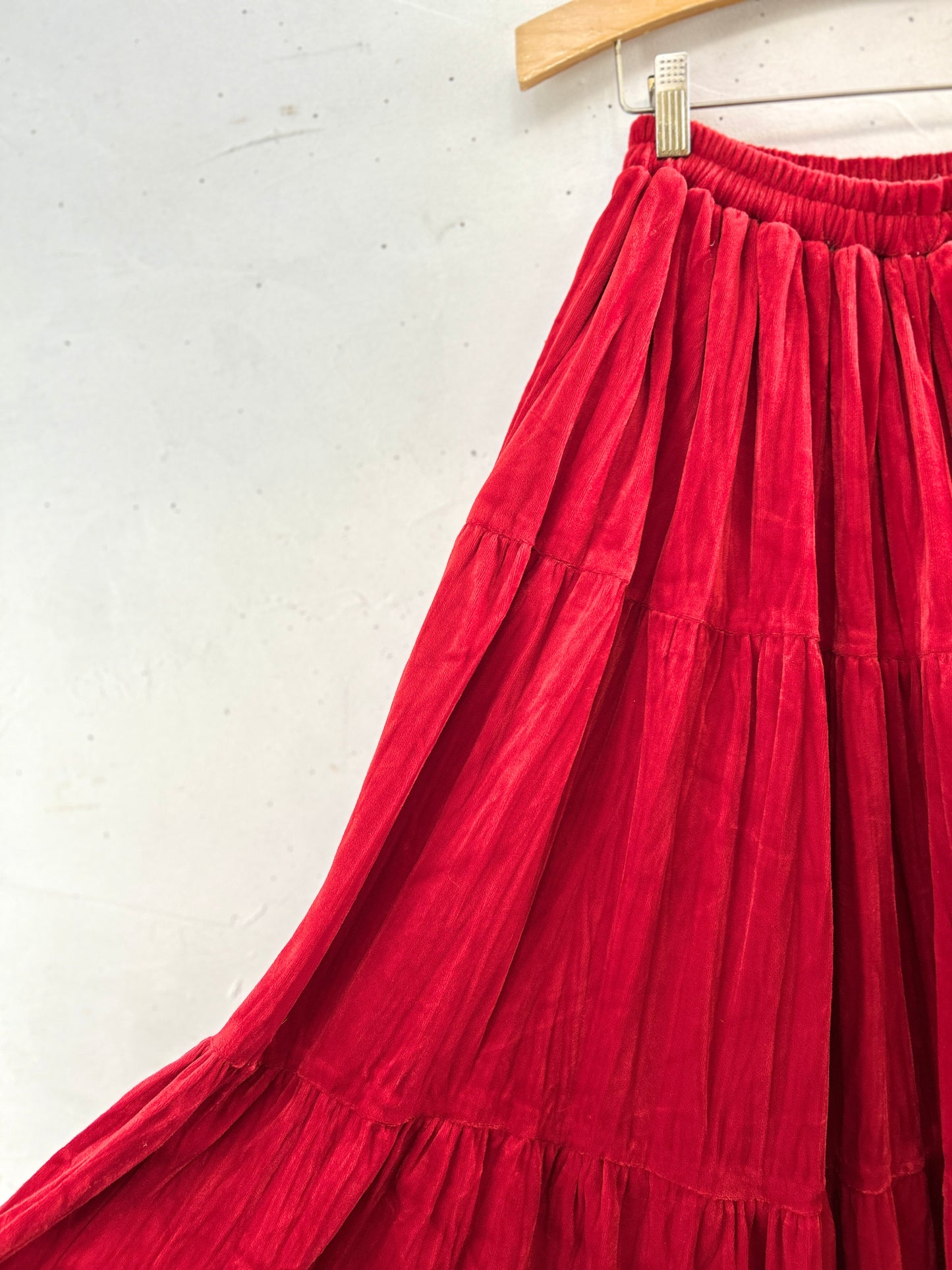 Vintage Tiered Velour Skirt MADE IN USA [K30769]