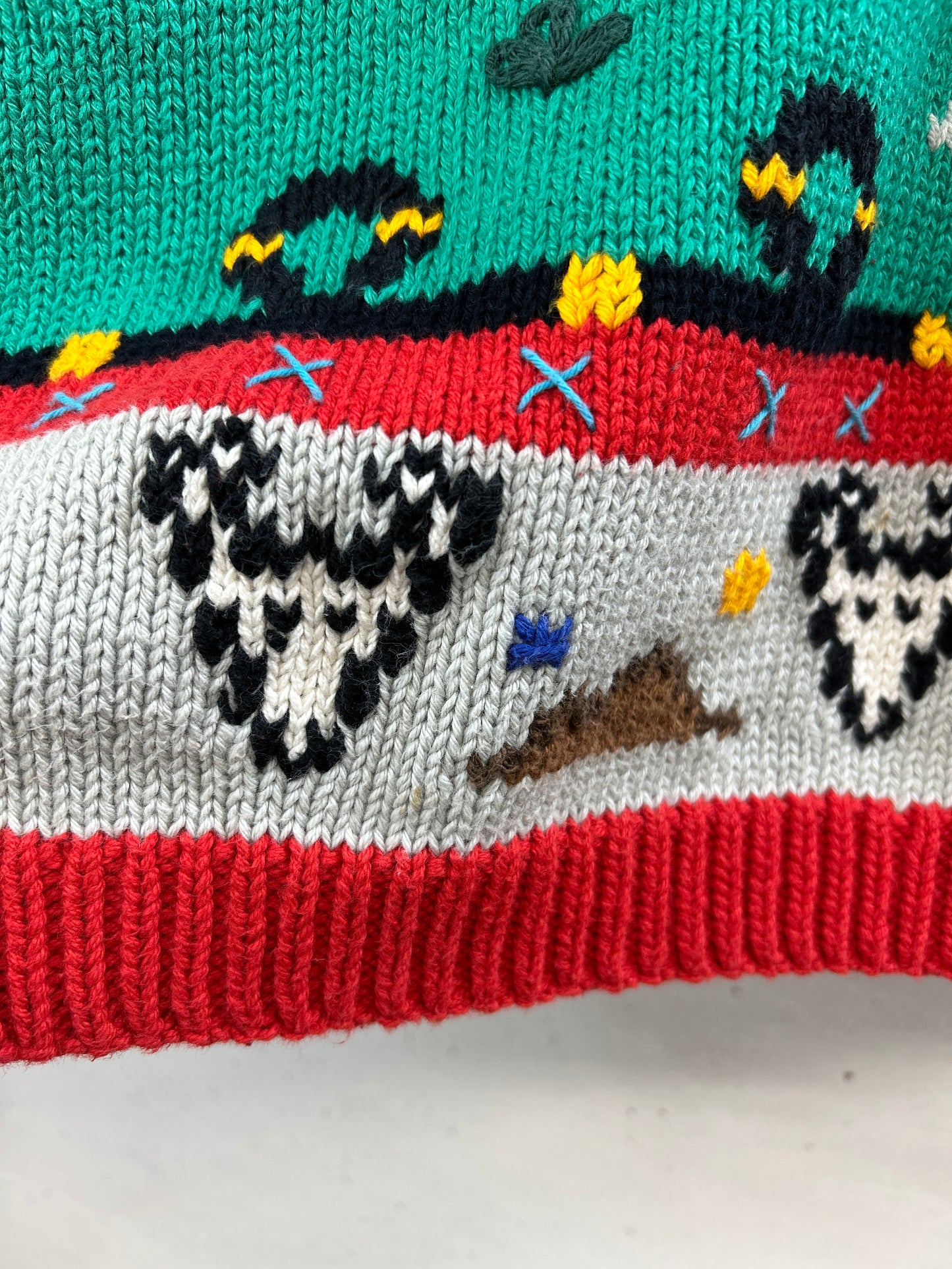 Vintage Cotton Knit Sweater 〜Hand Knitted in Peru 〜[C31742]
