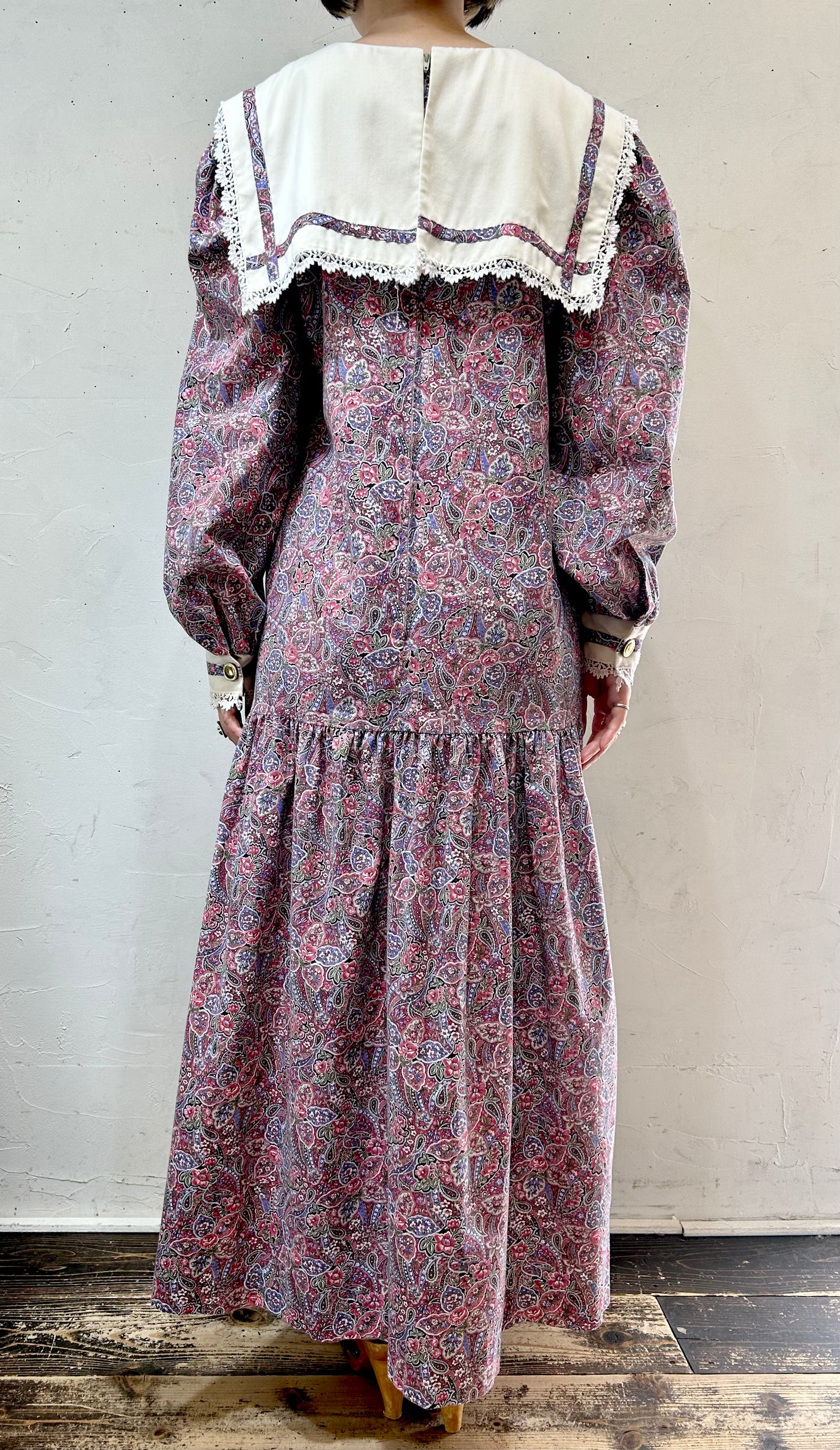 Vintage Big Collar Cotton Dress [H24781]