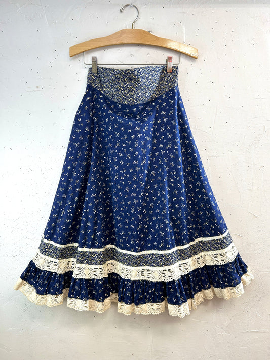 '70sVintage Tiered Skirt 〜Saucy Cats〜  [C31919]