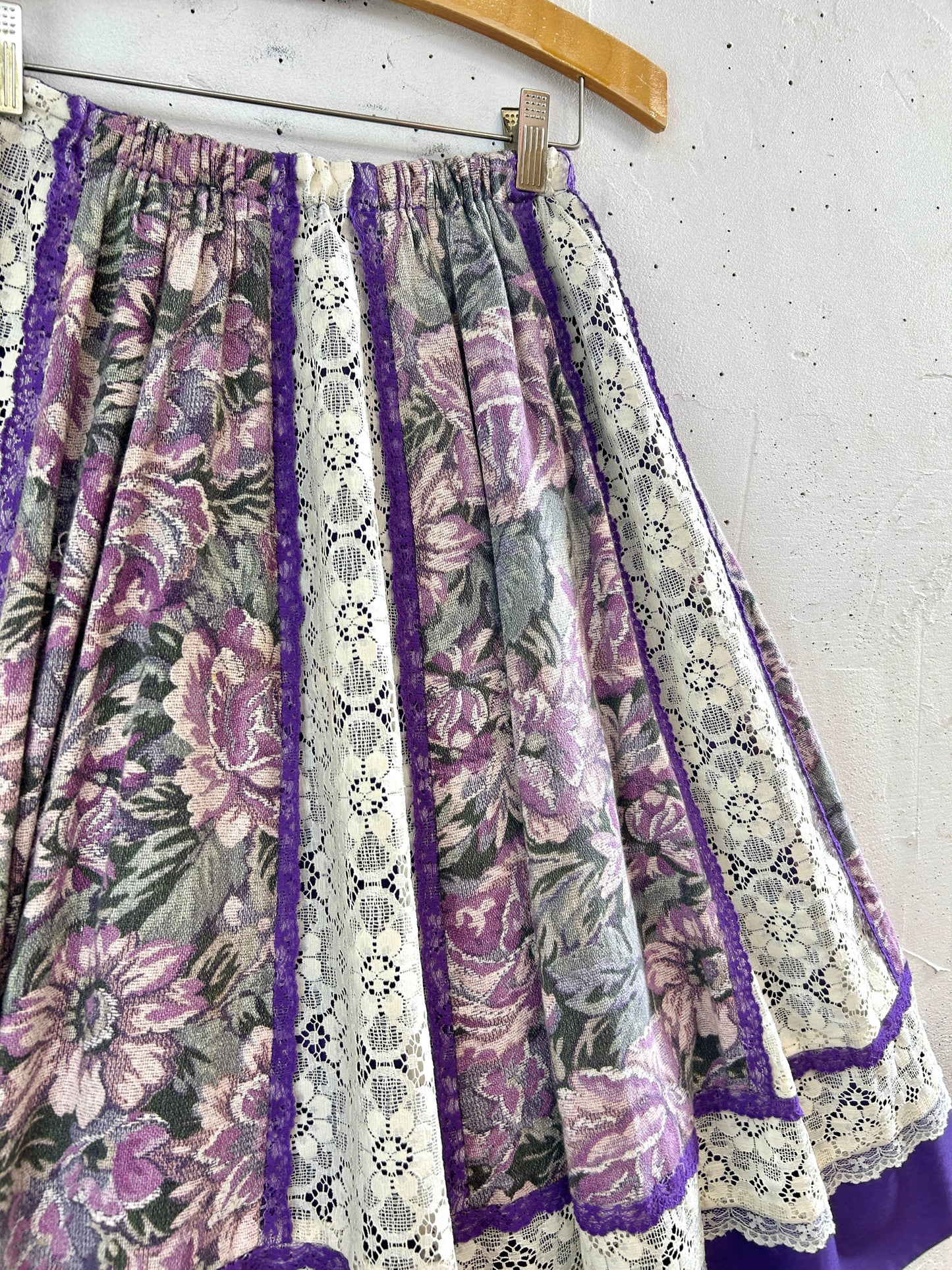 ’70s Vintage Patchwork Skirt 〜carefree fashions〜MADE IN USA[H33529]