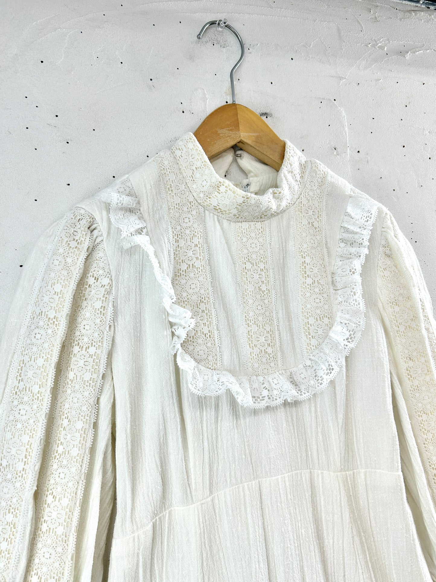'70s Vintage White Dress  [H33499]