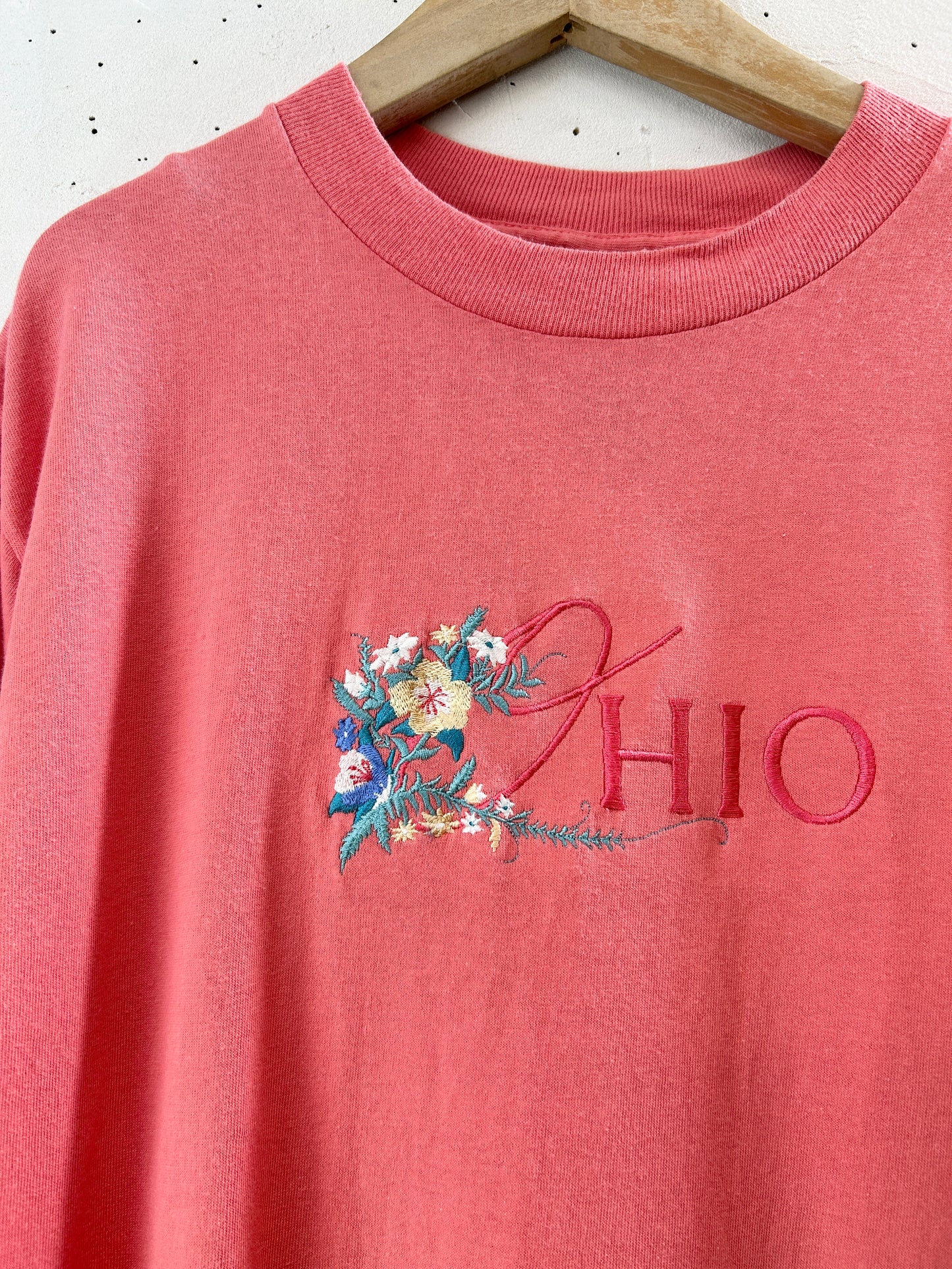 Vintage T SHIRT flower stitch [H30798]