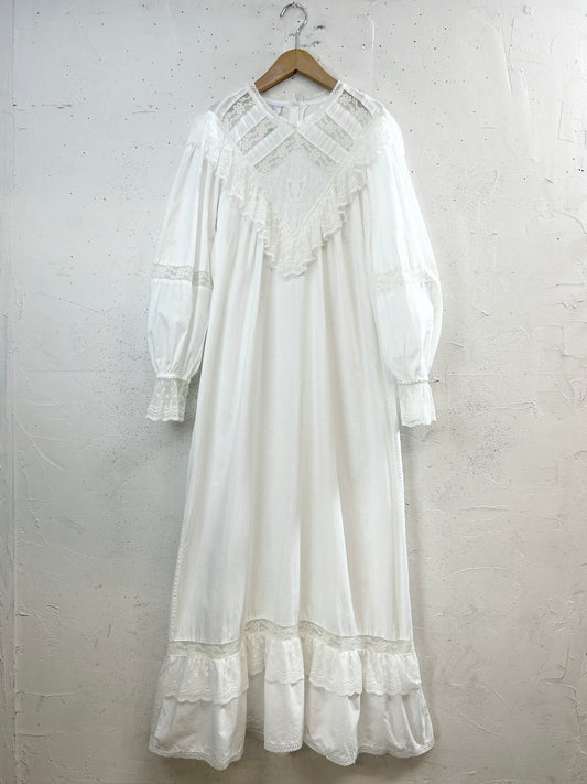Vintage White Dress 〜SAYBURY Made in INDIA〜 [H33477]