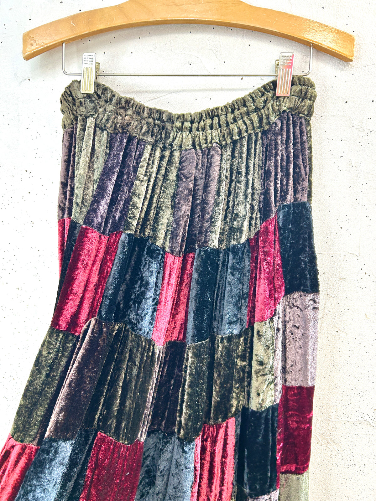 Vintage Patchwork Velor Skirt [J32443]
