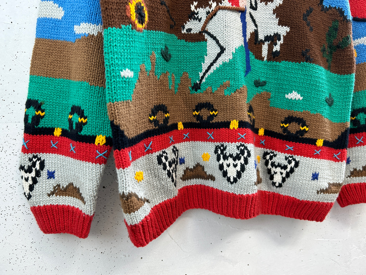 Vintage Cotton Knit Sweater 〜Hand Knitted in Peru 〜[C31742]