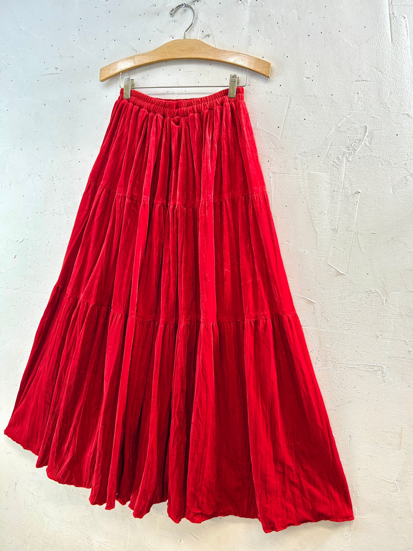 Vintage Tiered Velour Skirt MADE IN USA [K30769]