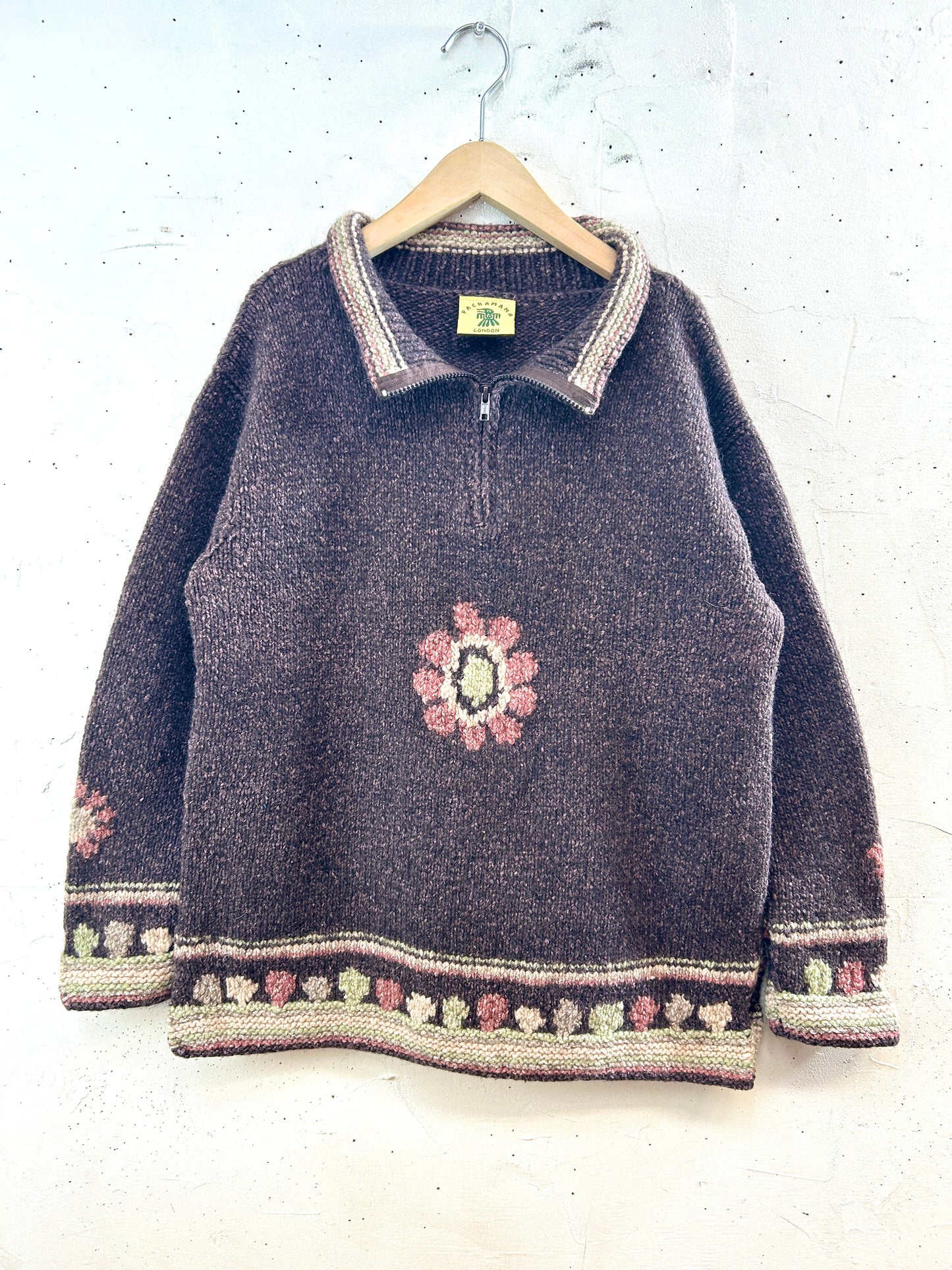 Vintage Hand Knit "PACHAMAMA" Made in ECUADOR [J30521]