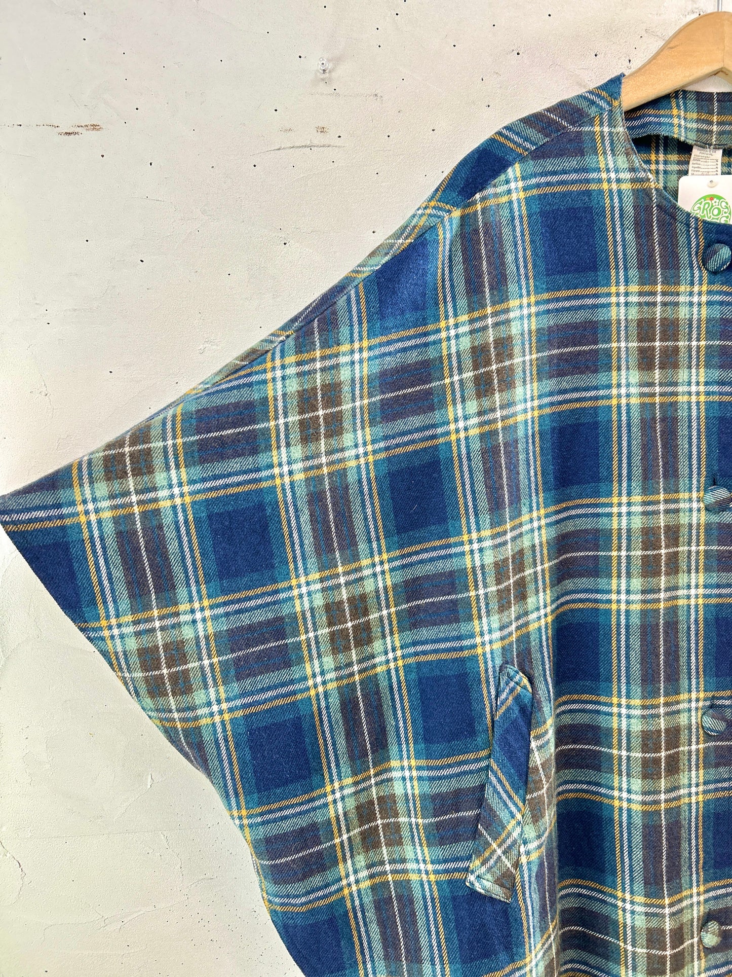 Vintage plaid Poncho  [K30804]