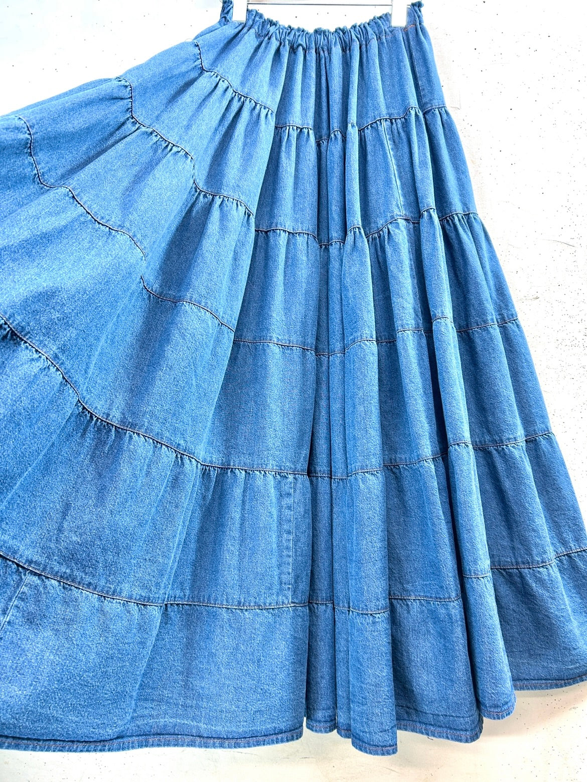 Vintage Denim Tiered Skirt 〜Made in USA〜 [C31901]