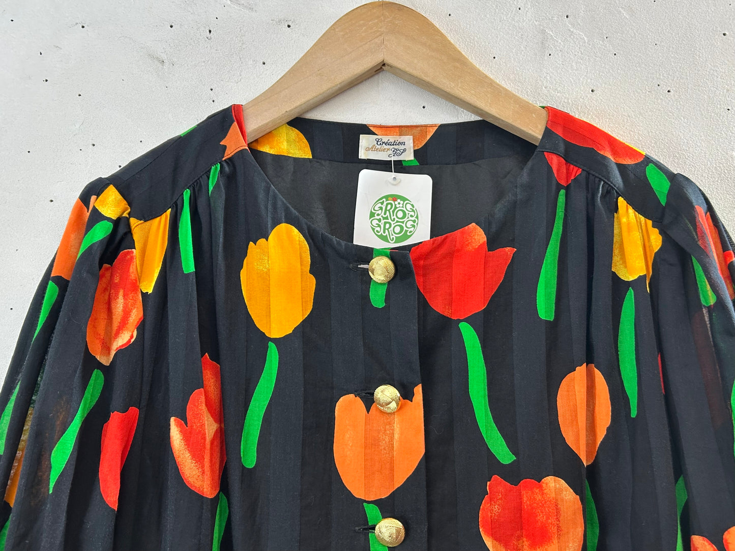 Vintage Tulip Pattern Dress MADE IN GERMANY [G30591]