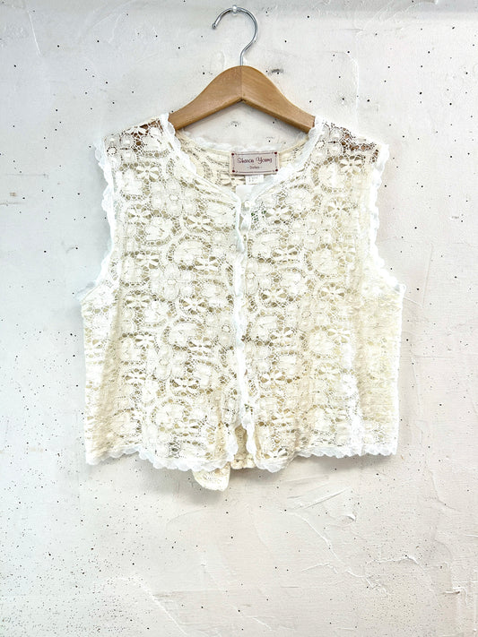 Vintage Lace Vest MADE IN USA [C31856]