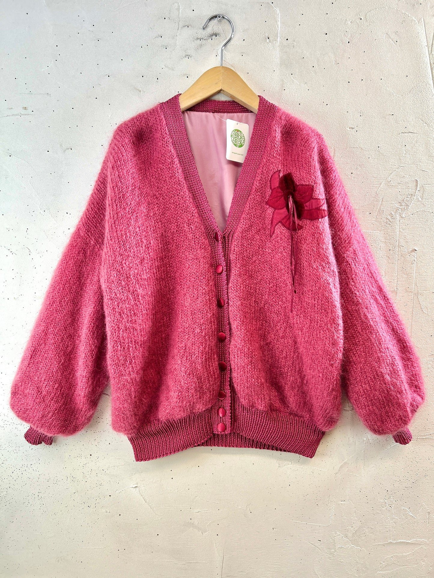 Vintage Mohair Knit Cardigan MADE IN ENGLAND [L30943]