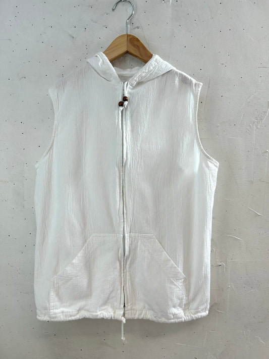 Vintage White Hood Vest [D29996]