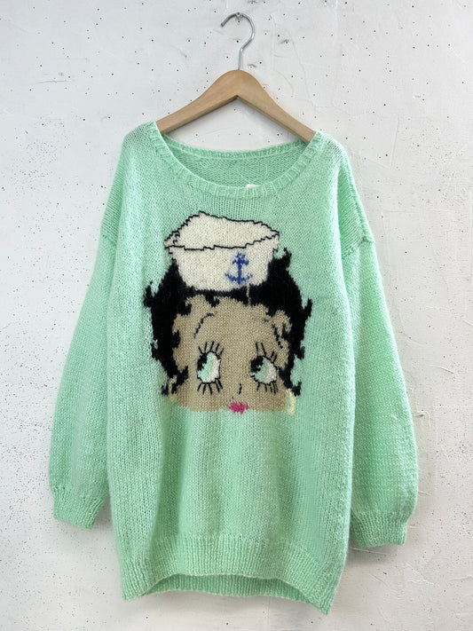 Vintage Hand Knit Sweater 〜BETTY BOOP〜 [J34082]