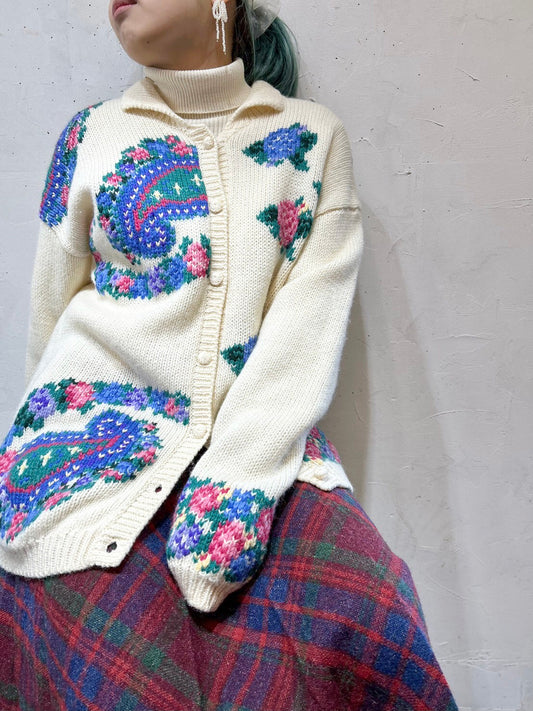 Vintage Hand Knit Cardigan 〜the eagle's eye〜[L25856]