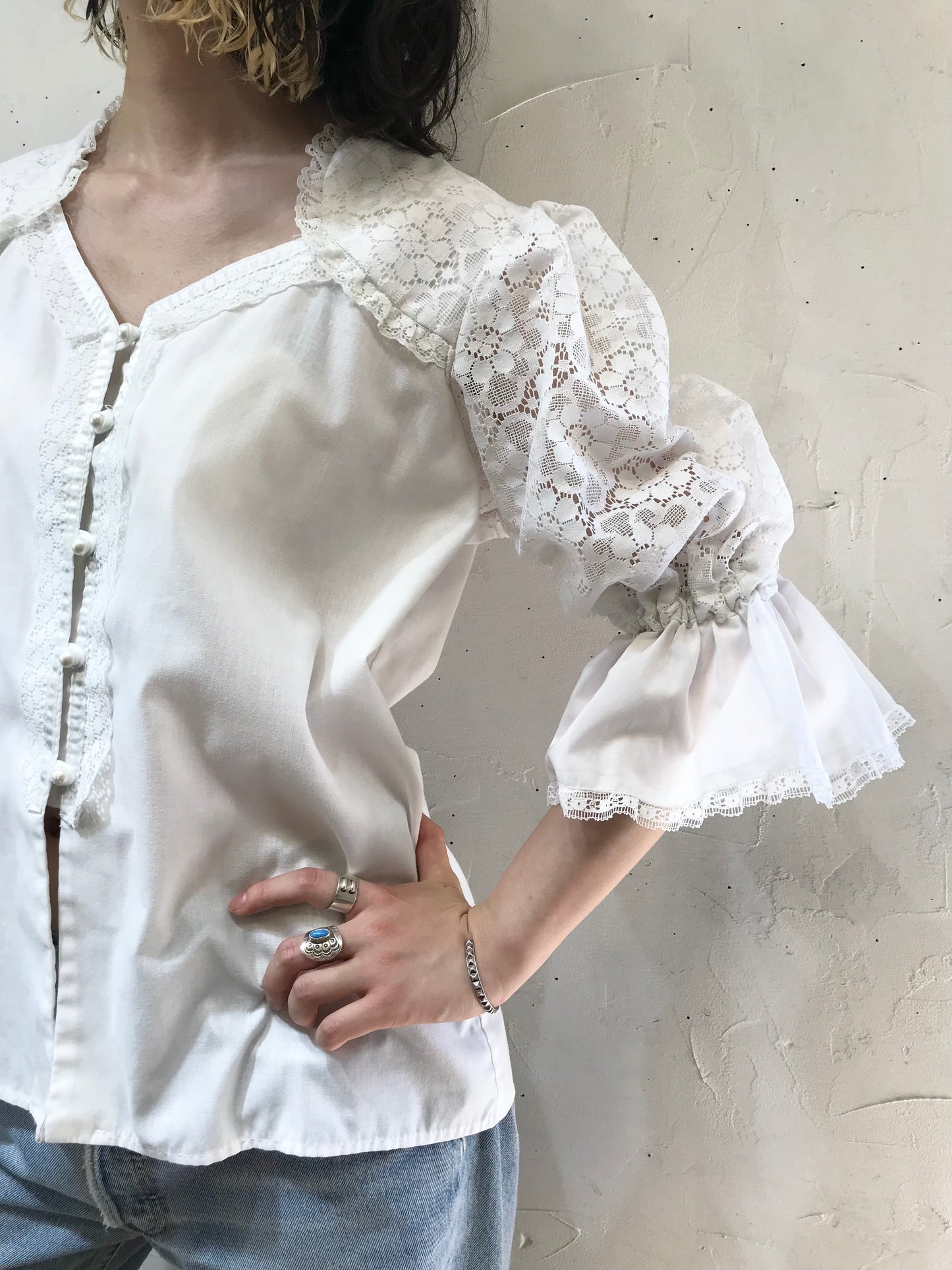 Vintage Lace Blouse MADE IN USA [G24596]
