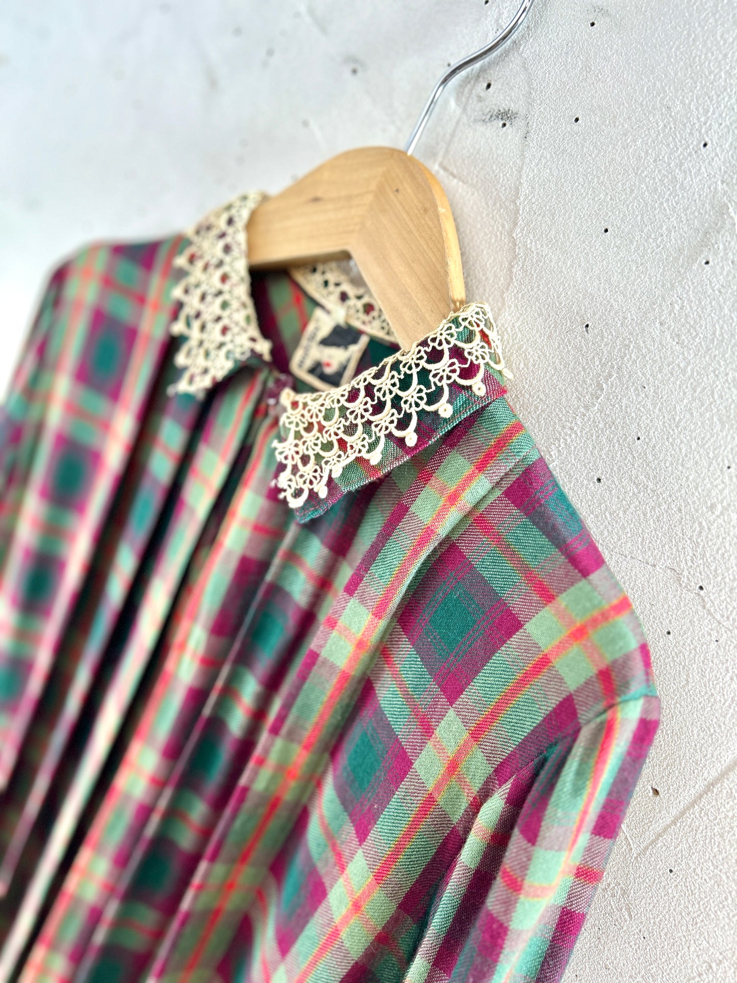 Vintage Plaid Dress MADE IN ITALY [K30894]