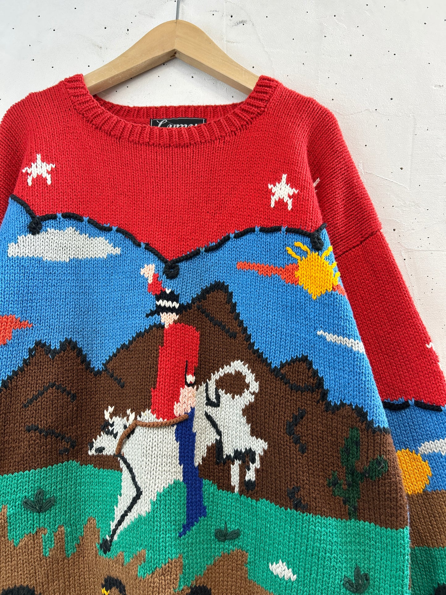 Vintage Cotton Knit Sweater 〜Hand Knitted in Peru 〜[C31742]