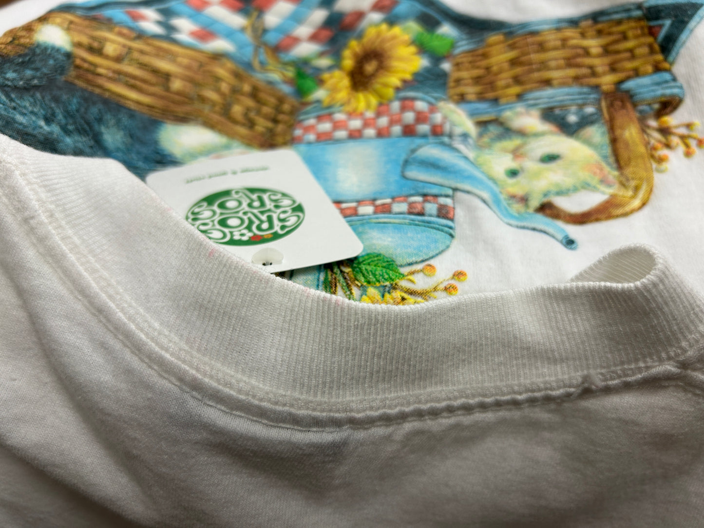 Vintage T SHIRT Cat and Sunflower [H30827]