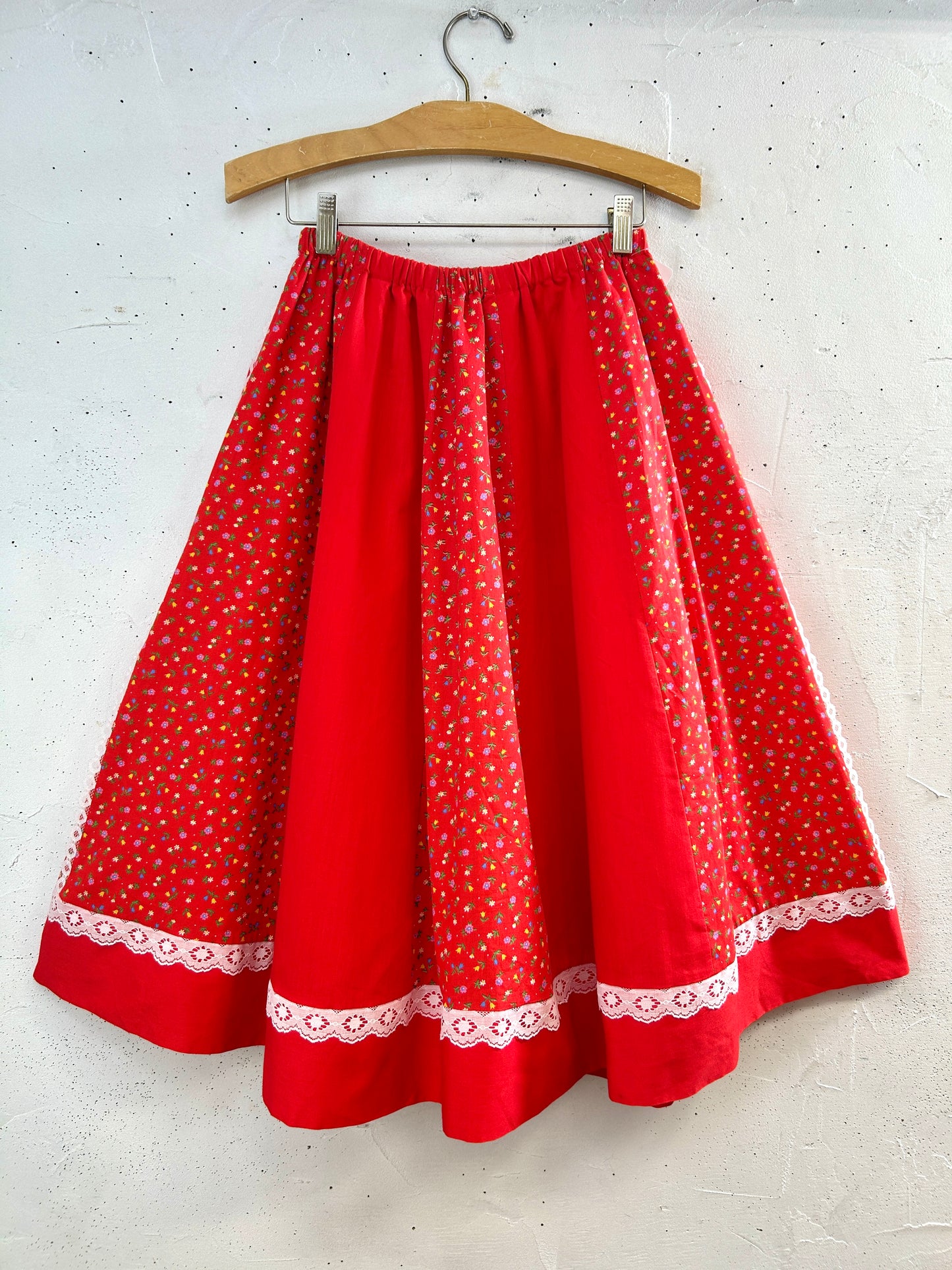 ’70s Vintage Reversible Patchwork Skirt 〜carefree fashions〜MADE IN USA[H33528]