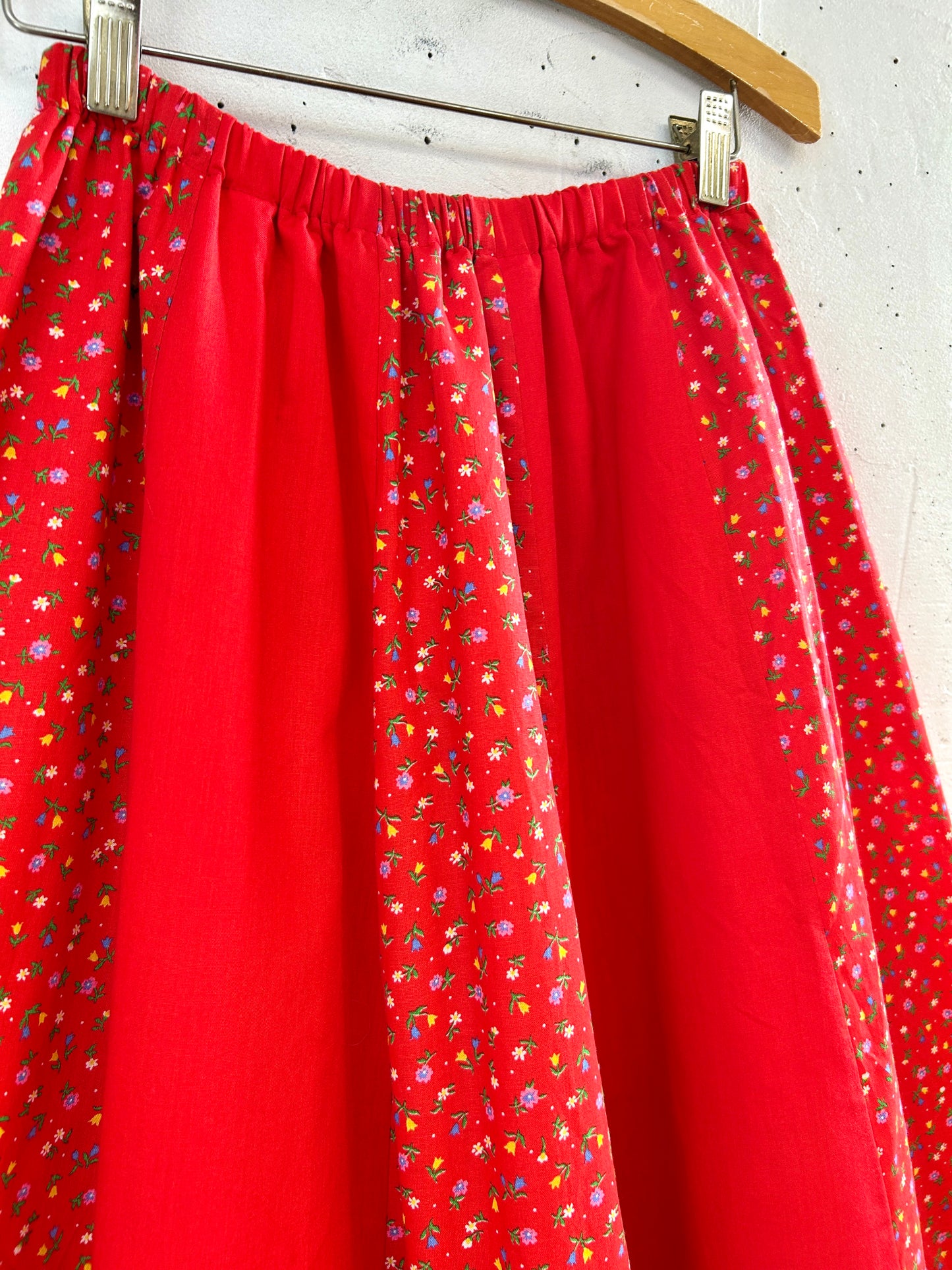 ’70s Vintage Reversible Patchwork Skirt 〜carefree fashions〜MADE IN USA[H33528]