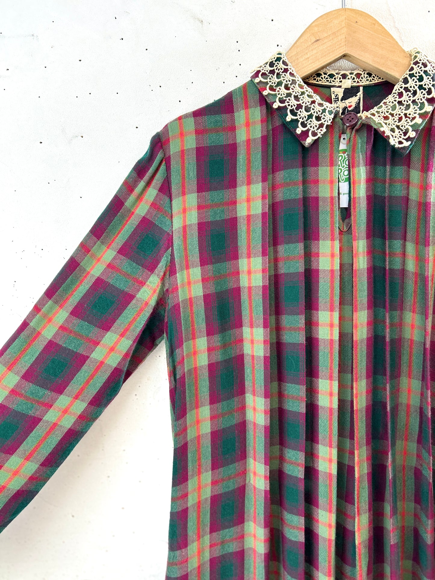 Vintage Plaid Dress MADE IN ITALY [K30894]