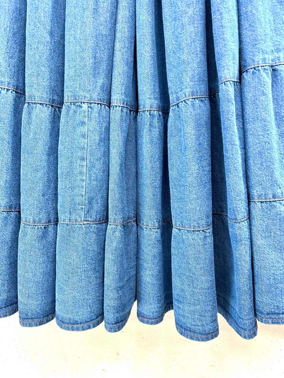 Vintage Denim Tiered Skirt 〜Made in USA〜 [C31901]
